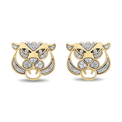 Enchanted Disney Fine Jewelry Black Rhodium and 14K Yellow Gold over Sterling Silver with 1/5 CTTW Diamonds Jasmine- Raja Earrings