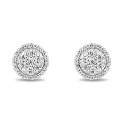 Enchanted Disney Fine Jewelry Sterling Silver and 10K Yellow Gold with 1/4 CTTW Diamonds Jasmine Stud Earrings