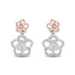 Enchanted Disney Fine Jewelry 14K Rose Gold Over Sterling Silver 1/4 CTTW Belle Rose Earrings