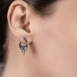 Enchanted Disney Fine Jewelry Black Rhodium over Sterling Silver with 1/4 CTTW Black Diamond Maleficent Flames Earrings