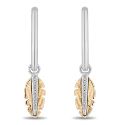 Enchanted Disney Fine Jewelry Sterling Silver and 10K Yellow Gold with 1/10 CTTW Diamonds Pocahontas Earrings