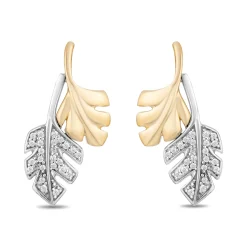Enchanted Disney Fine Jewelry Sterling Silver and 10K Yellow Gold with 1/6 CTTW Diamonds Moana Earrings