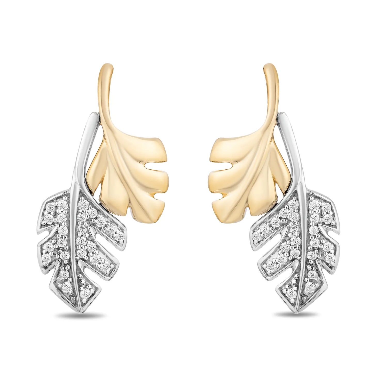 Enchanted Disney Fine Jewelry Sterling Silver and 10K Yellow Gold with 1/6 CTTW Diamonds Moana Earrings