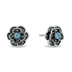 Enchanted Disney Fine Jewelry Sterling Silver London Blue Topaz Cinderella Gardania Stud Earrings