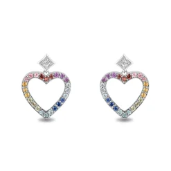 Enchanted Disney Fine Jewelry Sterling Silver with Accent Diamonds and Gemstones Majestic Princess Heart Earrings