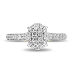 Enchanted Disney Fine Jewelry 10K White Gold and Yellow Gold with 1/2 CTTW Diamonds Jasmine Composite Ring