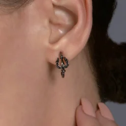 Enchanted Disney Fine Jewelry Black Rhodium Over Sterling Silver with 1/6 CTTW Black Diamonds Ursula Trident Earrings