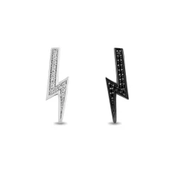 Enchanted Disney Fine Jewelry I Rock Sterling Silver and Black Rhodium 1/5 CTTW Diamond Disney Cruella Live Action Earrings