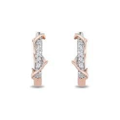 Enchanted Disney Fine Jewelry 10K Rose Gold with 1/10 CTTW Diamond Maleficent Huggie Earrings