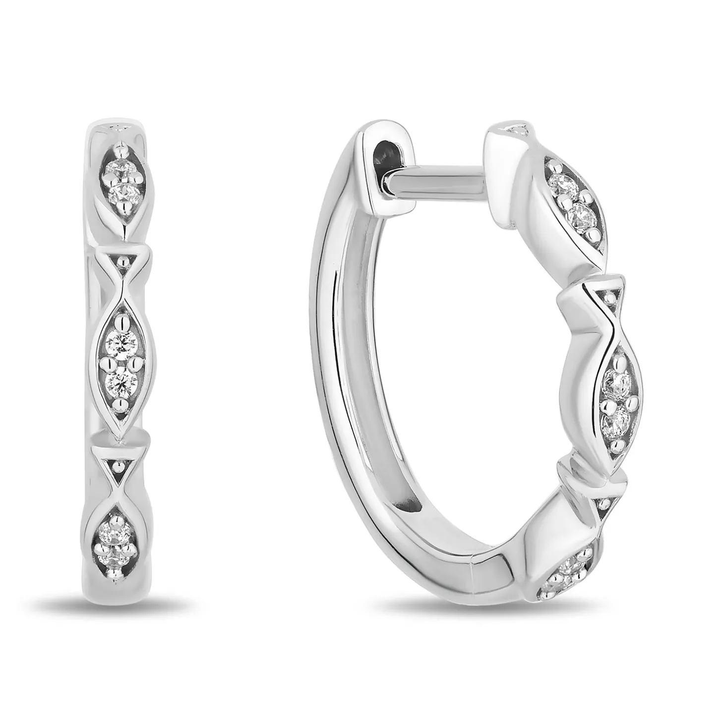 Enchanted Disney Fine Jewelry Sterling Silver with 1/8 CTTW Diamonds Ariel Hoop Earrings