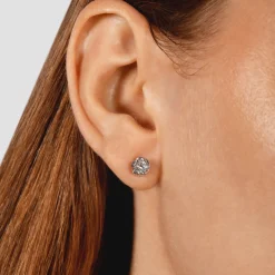 Enchanted Disney Fine Jewelry 14K White Gold with 1/2 CTTW Diamond Belle Solitaire Earrings
