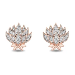 Enchanted Disney Fine Jewelry 14K Rose Gold over Sterling Silver 1/10 CTTW Jasmine Stud Earrings