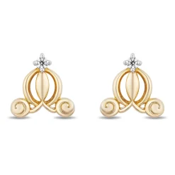 Enchanted Disney Fine Jewelry 14K Yellow Gold over Sterling Silver 1/20 CTTW Diamond Cinderella Carriage Earrings