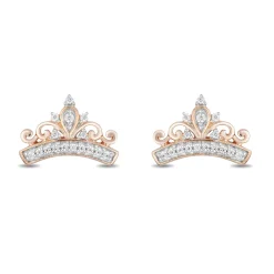 Enchanted Disney Fine Jewelry 10K Rose Gold 1/10 CTTW Majestic Princess Fashion Earrings