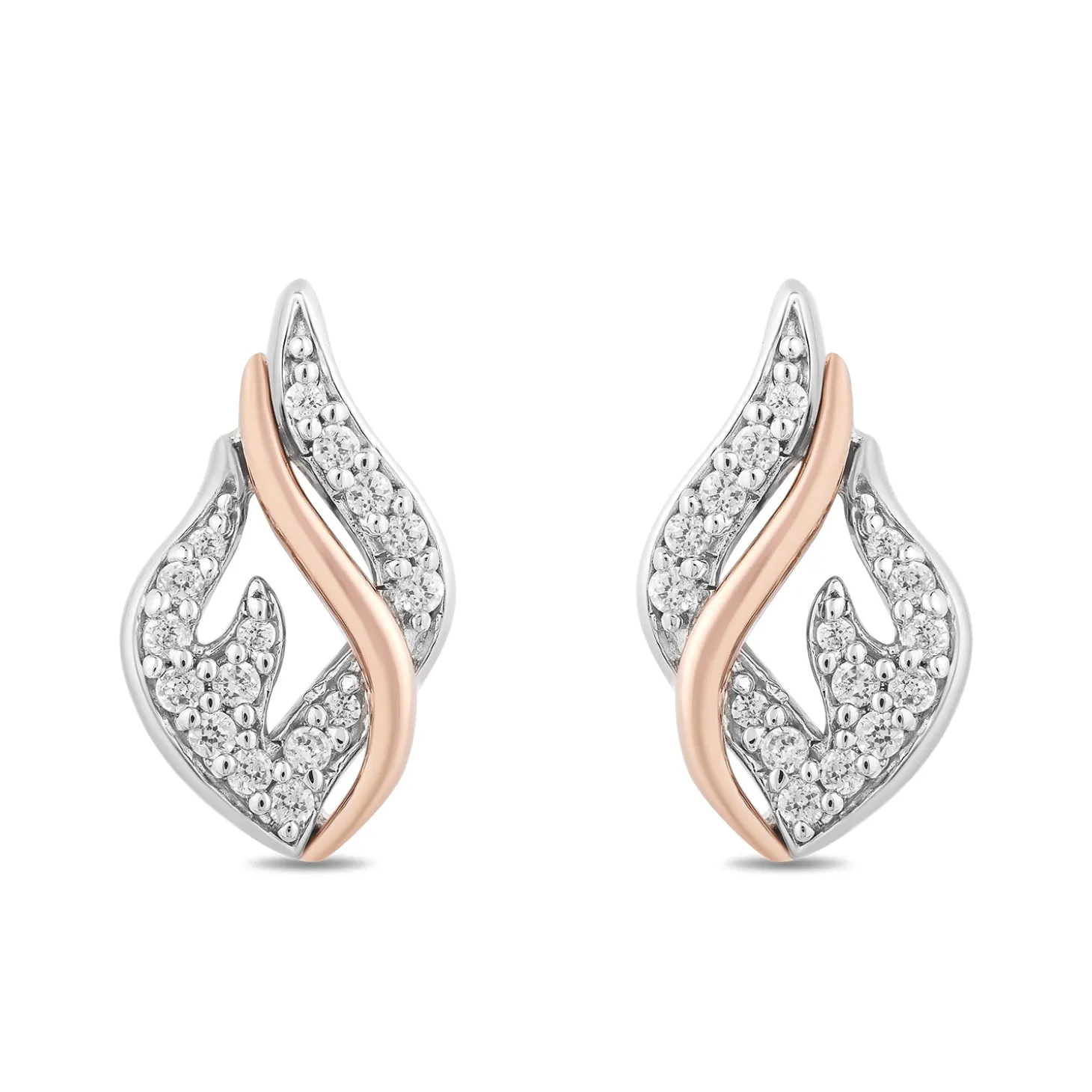 Enchanted Disney Fine Jewelry Sterling silver and 10K Rose Gold with 1/6 CTTW Diamond Maleficent Flames Earrings
