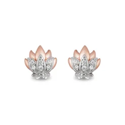 Enchanted Disney Fine Jewelry Sterling Silver and 10K Rose Gold 1/10 CTTW Jasmine Earrings