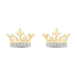 Enchanted Disney Fine Jewelry 14K Yellow Gold Over Sterling Silver with 1/10 CTTW Diamonds Cruella Stud Earrings