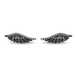 Enchanted Disney Fine Jewelry Black Rhodium over Sterling Silver 1/6 CTTW Maleficent Wings Earrings
