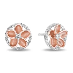 Enchanted Disney Fine Jewelry 14K Rose Gold Over Sterling Silver with 1/5 CTTW Diamonds Moana Earrings
