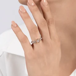 Enchanted Disney Fine Jewelry 14K White Gold and Rose Gold 1/4 CTTW Belle Rose Engagement Ring