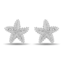 Enchanted Disney Fine Jewelry Sterling Silver with 1/10 CTTW Diamonds Ariel Starfish Earrings