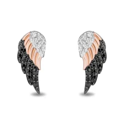 Enchanted Disney Fine Jewelry 14K Rose Gold and Black Rhodium over Sterling Silver with 1/5 CTTW Diamonds Maleficent Wings Earrings