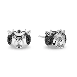 Enchanted Disney Fine Jewelry Sterling Silver with 1/3 CTTW Black and White Diamonds Merida Bear Stud Earrings