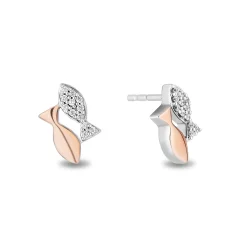 Enchanted Disney Fine Jewelry 14K Rose Gold Over Sterling Silver with 1/10 CTTW Diamonds Ariel Earrings