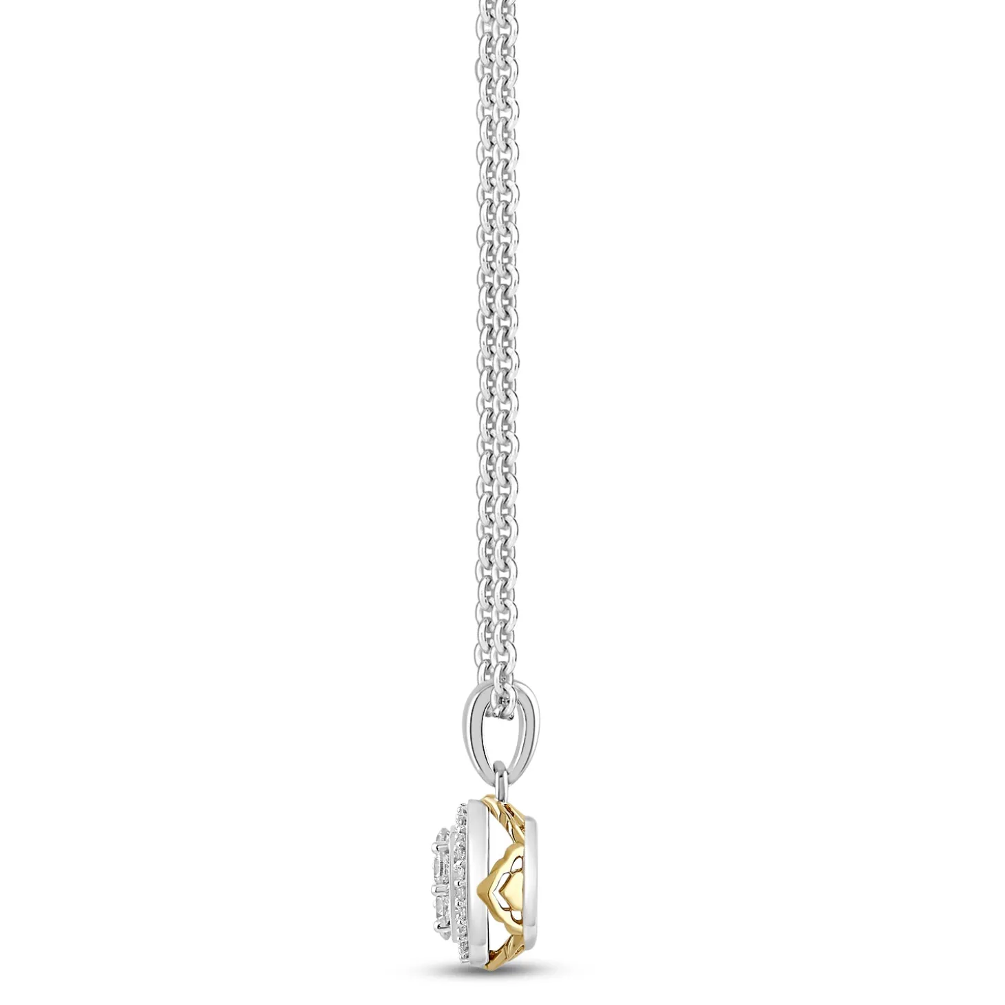 Enchanted Disney Fine Jewelry Sterling Silver and 10K Yellow Gold with 1/4 CTTW Diamonds Jasmine Pendant Necklace