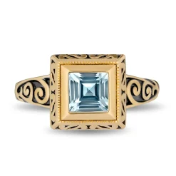 Enchanted Disney Fine Jewelry The Little Mermaid Live Action Replica Engagement Ring in 14K Yellow Gold with Blue Topaz