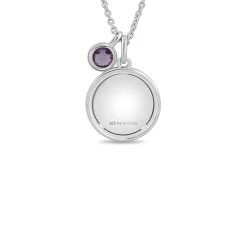 Enchanted Disney Fine Jewelry Sterling Silver with Checkerboard Rose De France Rapunzel Flower Pendant Necklace