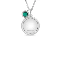 Enchanted Disney Fine Jewelry Sterling Silver with Checkerboard Created Emerald Tinker Bell Pendant Necklace
