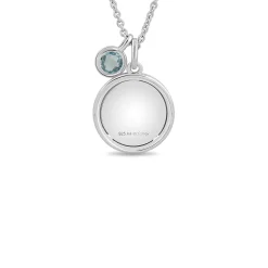 Enchanted Disney Fine Jewelry Sterling Silver with Checkerboard Swiss Blue Topaz Jasmine Pendant Necklace