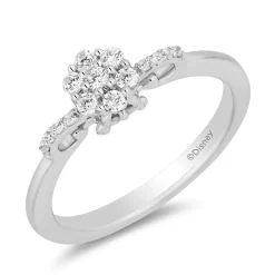 Enchanted Disney Fine Jewelry 10K White Gold with 1/4 CTTW Diamond Cinderella Carriage Engagement Ring