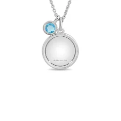 Enchanted Disney Fine Jewelry Sterling Silver with Checkerboard Swiss Blue Topaz Jasmine Pendant Necklace