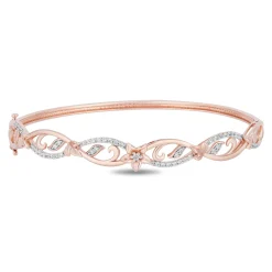 Enchanted Disney Fine Jewelry 14K Rose Gold Over Sterling Silver with 1/3 CTTW Diamonds Rapunzel Bangle
