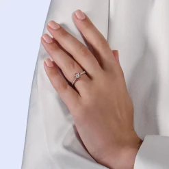 Enchanted Disney Fine Jewelry 10K White Gold and Rose Gold with 1/5 CTTW Diamond Mulan Promise Ring
