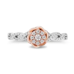 Enchanted Disney Fine Jewelry 10K White Gold and Rose Gold with 1/4 CTTW Diamonds Belle Engagement Ring
