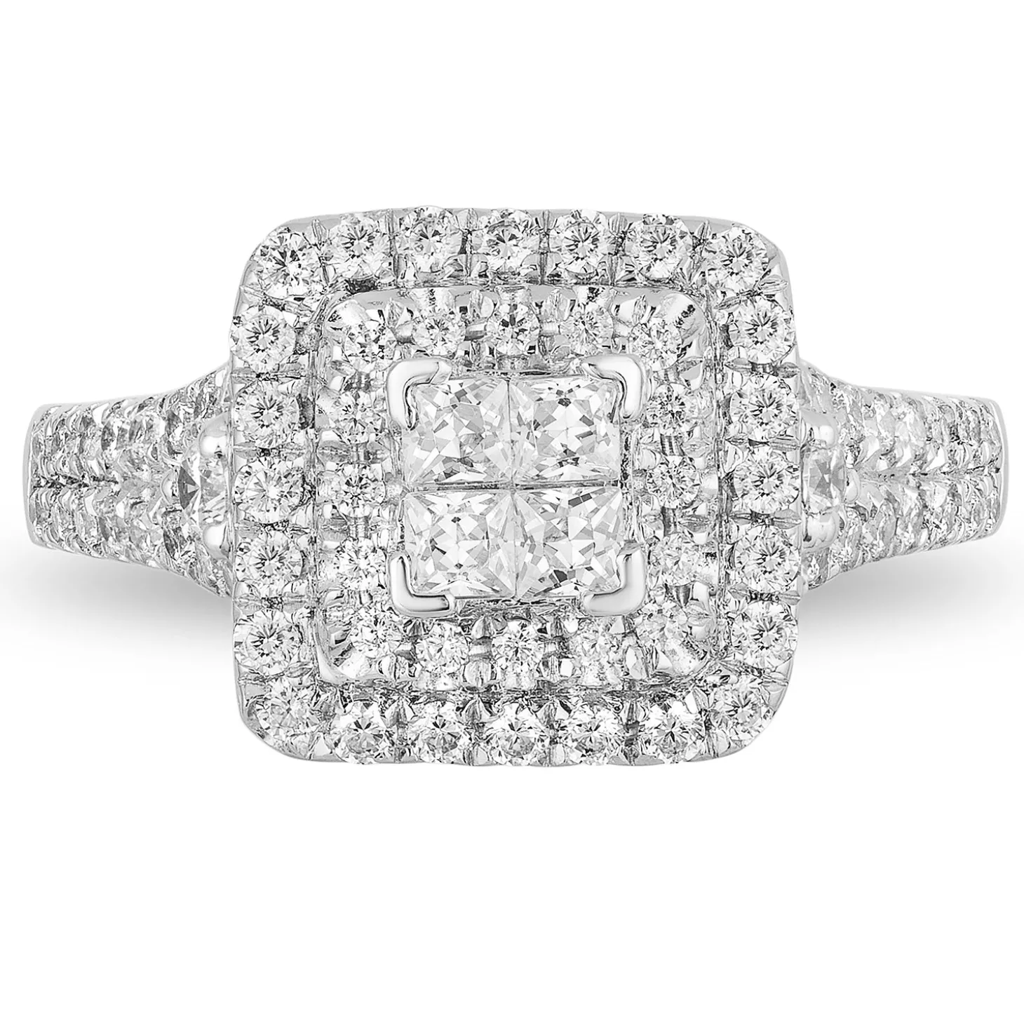 Enchanted Disney Fine Jewelry 10K White Gold with 1 CTTW Diamonds Cinderella Engagement Ring