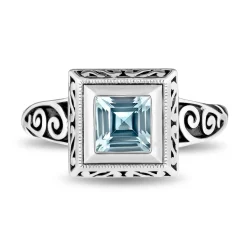 Enchanted Disney Fine Jewelry The Little Mermaid Live Action Replica Engagement Ring in 14K White Gold with Blue Topaz