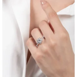 Enchanted Disney Fine Jewelry 14K White Gold with 1 CTTW Diamond Belle Rose Bridal Ring