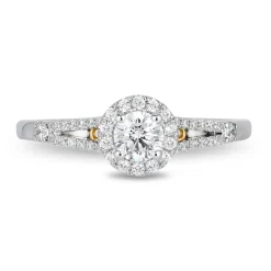 Enchanted Disney Fine Jewelry 14K White Gold and Yellow Gold With 1/2 CTTW Diamond Cinderella Engagement Ring
