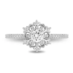 Enchanted Disney Fine Jewelry 14K White Gold with 1/2 CTTW Diamond Elsa Engagement Ring