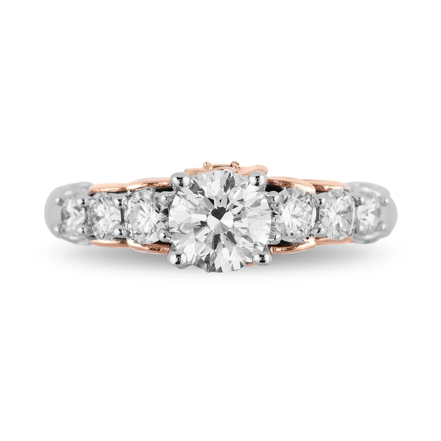 Enchanted Disney Fine Jewelry 14K White Gold and Rose Gold with 1 1/4 CTTW Diamond with Citrine Belle Engagement Ring