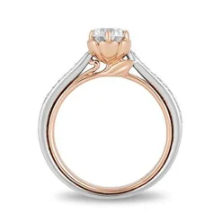 Enchanted Disney Fine Jewelry 14K White Gold and Rose Gold with 7/8 CTTW Belle Engagement Ring
