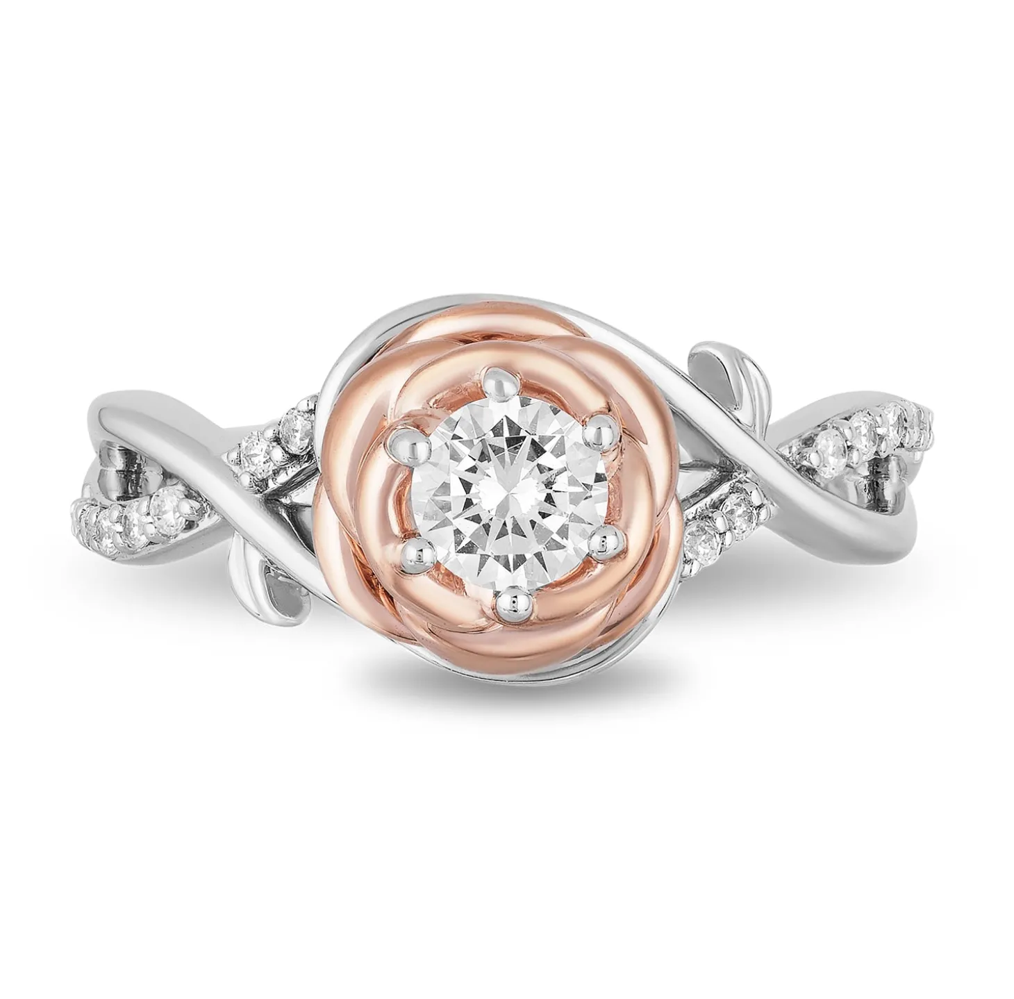 Enchanted Disney Fine Jewelry 14K White Gold and Rose Gold with 5/8 CTTW Diamond Belle Engagement Ring