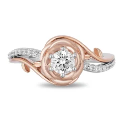 Enchanted Disney Fine Jewelry 14K White Gold and Rose Gold with 5/8 CTTW Diamond Belle Engagement Ring