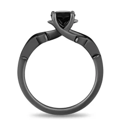 Enchanted Disney Fine Jewelry Black Rhodium over 14K White Gold with 1 CTTW Black Diamonds Maleficent Engagement Ring