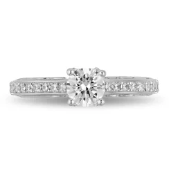 Enchanted Disney Fine Jewelry 14K White Gold with 1 CTTW Diamond Cinderella Engagement Ring