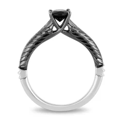 Enchanted Disney Fine Jewelry Black Rhodium over 14K White Gold with 1 CTTW White and Black Diamonds Maleficent Ring